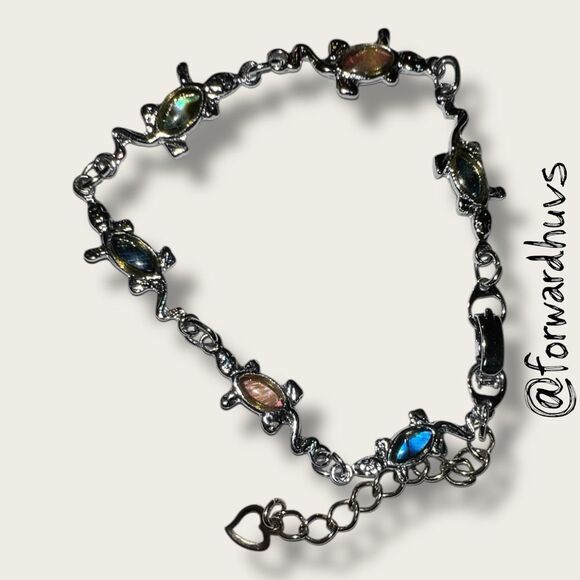 Bundle Sale 3 for $15 | Adorable Silver Tone Turtle Bracelet | Abalone-Like - Picture 1 of 8